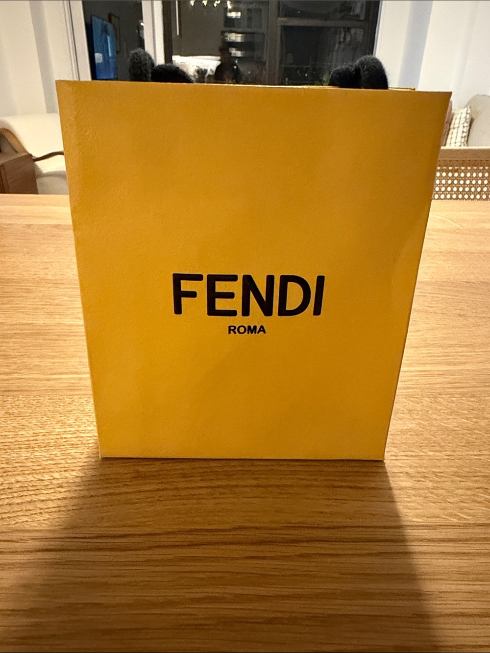 Fendi Yellow Logo Paper Mini Shopper (4.75” x 5.5” x 2”)